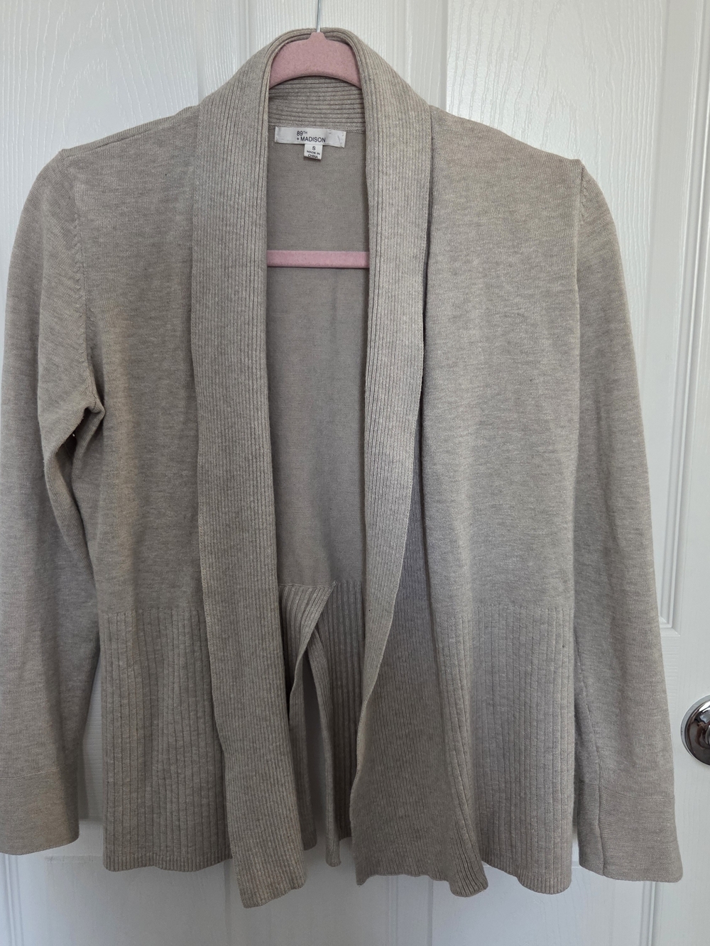 89th & Madison Open-Front Cardigan in Light Taupe